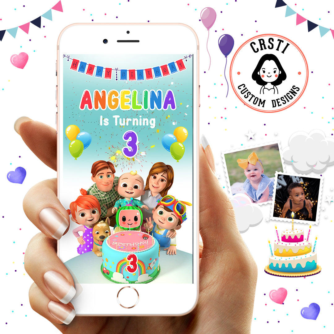 Cocomelon Kid's Birthday Digital Video Invitation – Crsti Custom Designs