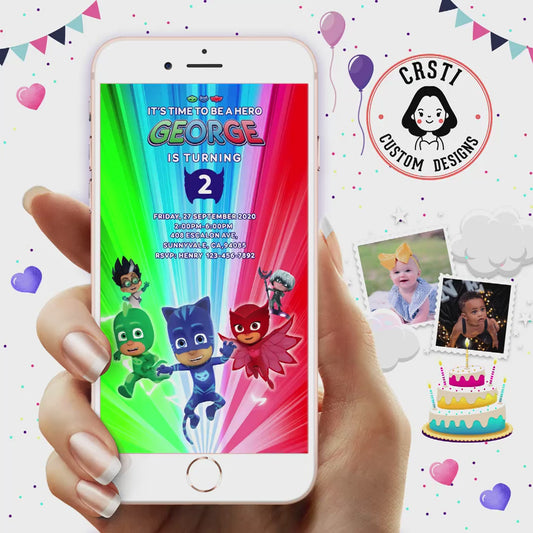 Superhero Night: PJ Masks Birthday Digital Video Invitation Fun!