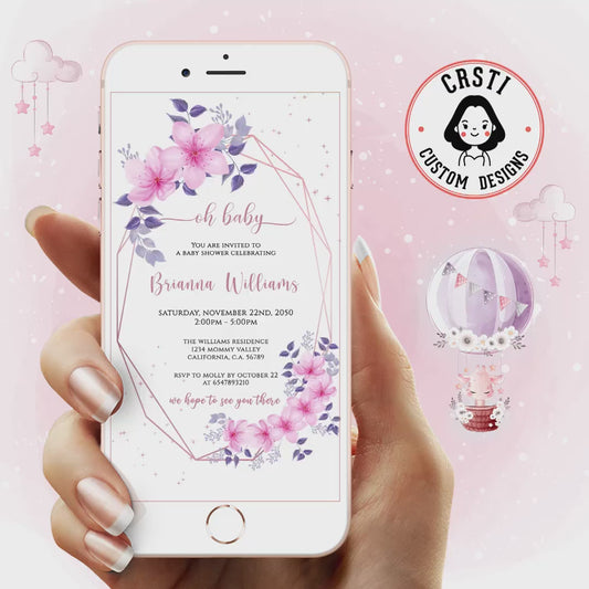 Blooming Bliss: Floral Baby Shower Digital Video Invite Template!