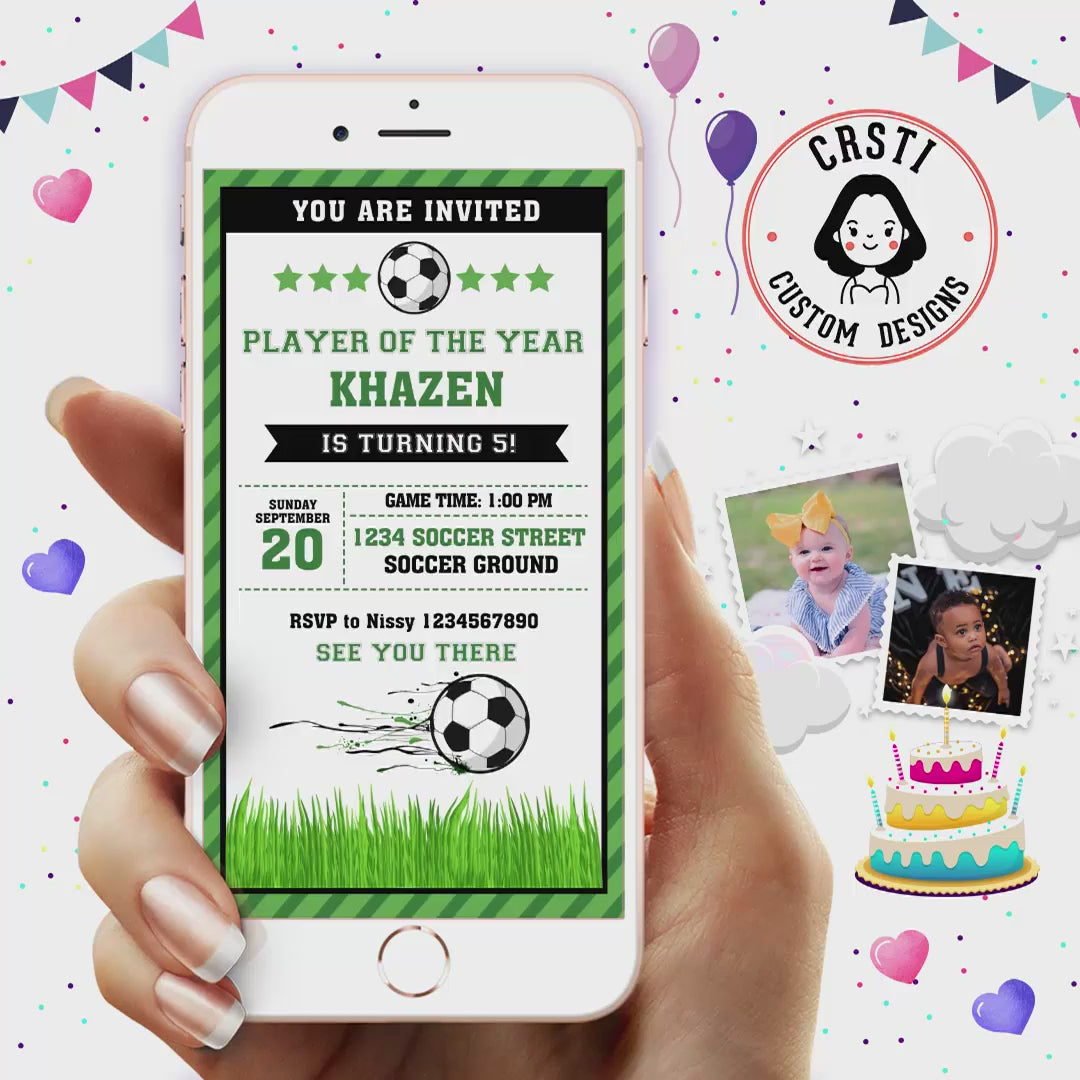 Goal Celebration: Soccer Birthday Digital Video Invitation Fun!