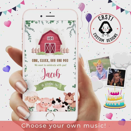 Pretty in Pink: Farm House Birthday Digital Video Invite Template!