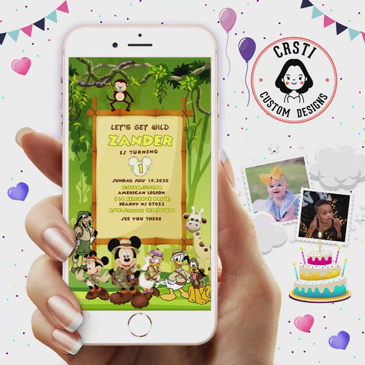 Mickey's Safari Adventure: Animated Jungle Birthday Invitation!