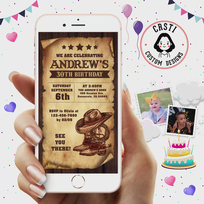 Western Hoedown: Country Birthday Digital Video Invite Template!