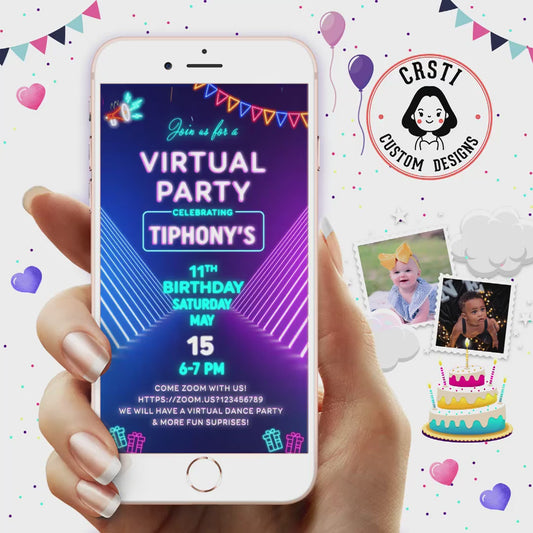 Celebrate Together: Virtual Party Birthday Digital Video Invitation!