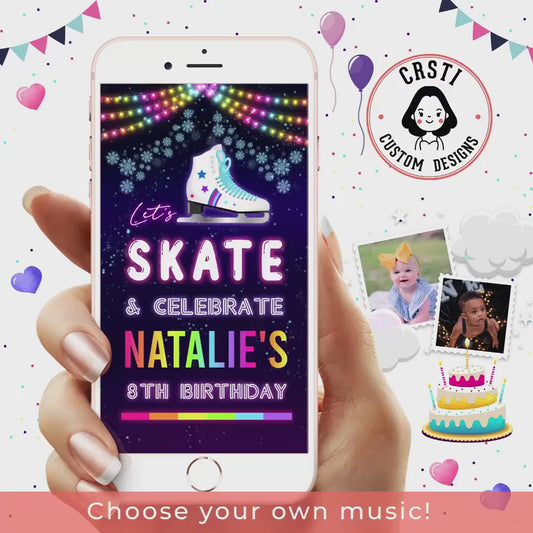Ice Skating Birthday Video Invitation