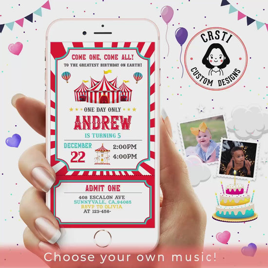 Ticket to Fun: Carnival Birthday Digital Video Invite Template!
