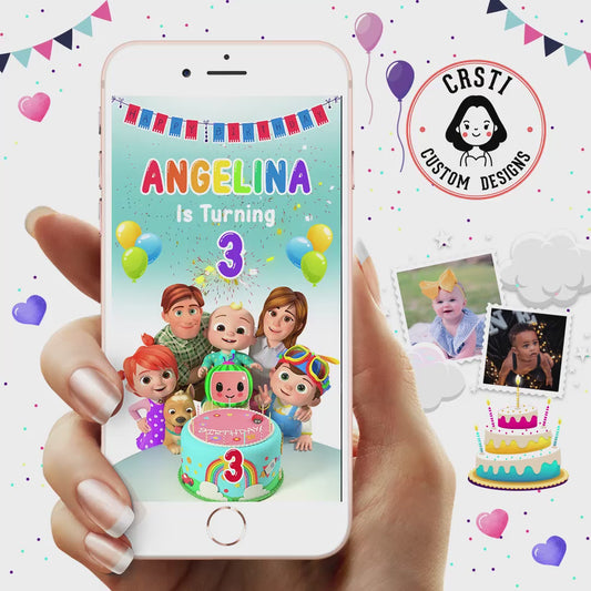 Cocomelon Kid's Birthday Digital Video Invitation