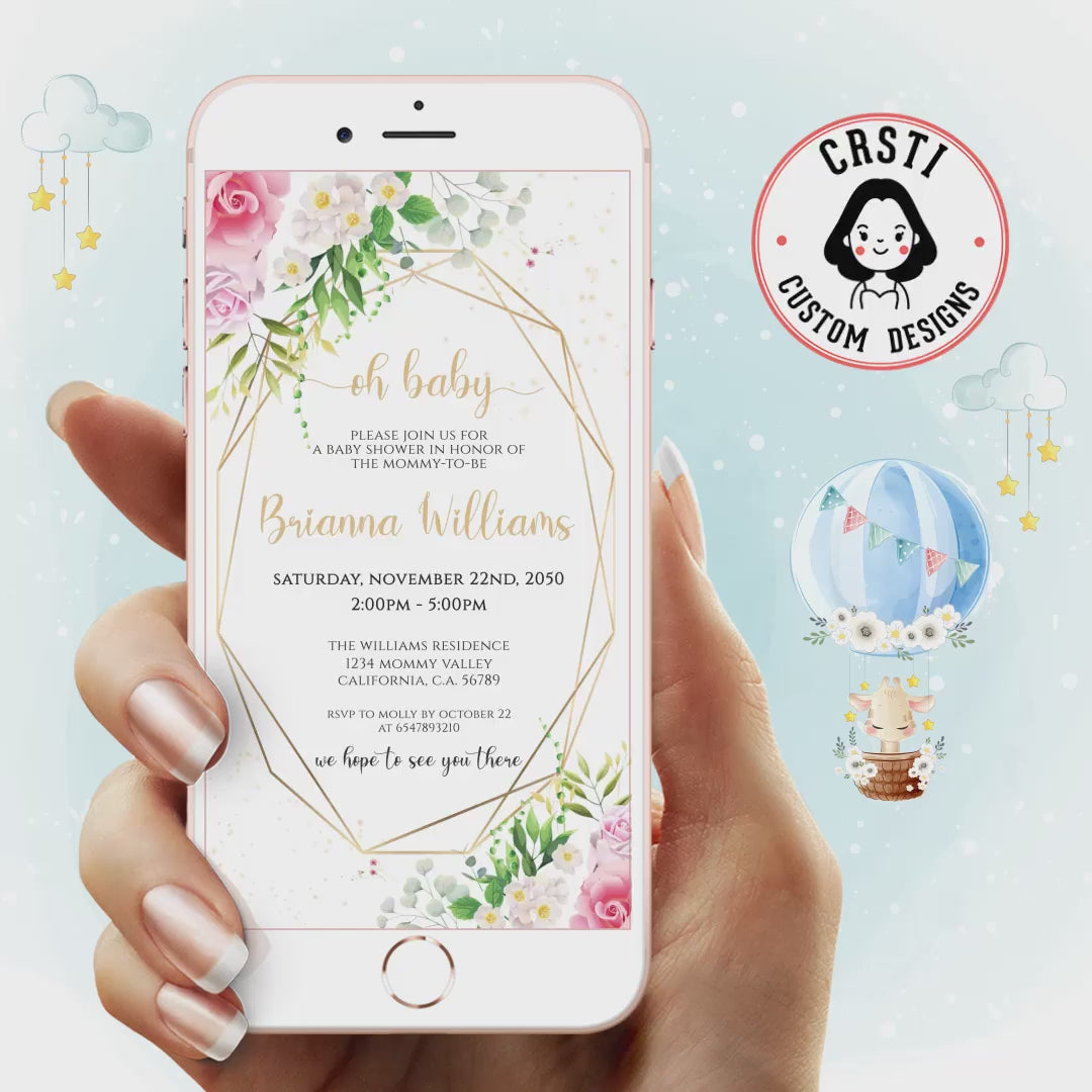 Adorable Arrival: 'Oh Baby' Shower Digital Video Invitation for the Special Day!