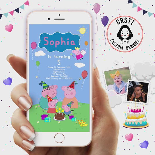 Oink-tastic Celebration: Peppa Pig Birthday Digital Video Invitation!