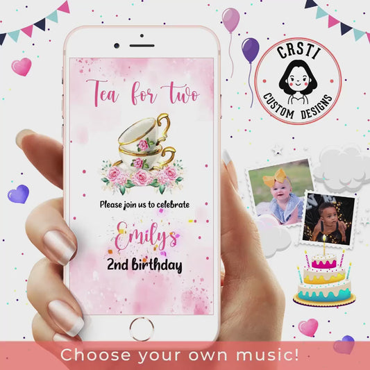 Sip & Celebrate: Tea Party Birthday Digital Video Invitation!