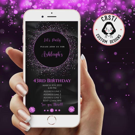 Elegant Diamond Theme: Adult Birthday Digital Video Invite!