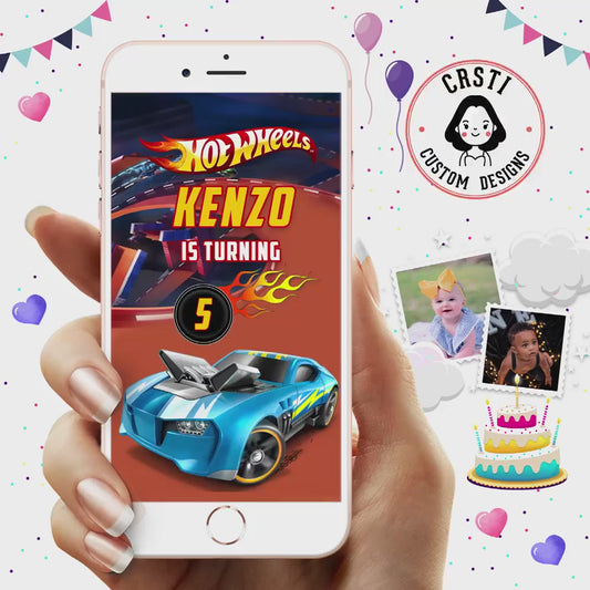 Rev Up the Fun: Hot Wheels Birthday Digital Video Invite Template!