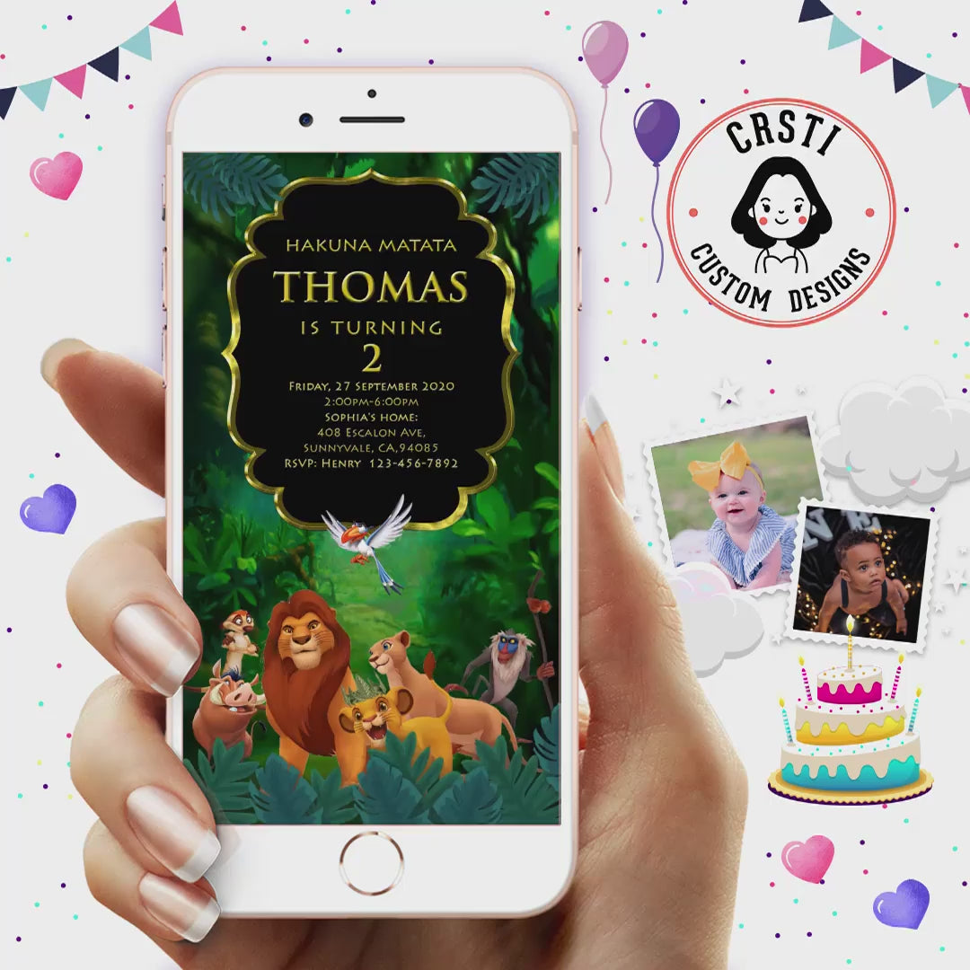 Roar-worthy Celebration: Lion King Birthday Digital Video Invitation!