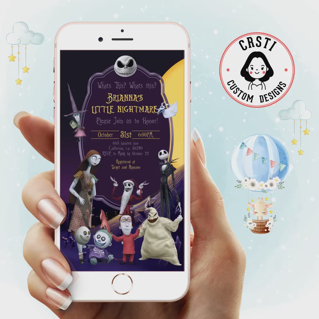 Spooky Delight: Nightmare Before Christmas Baby Shower Digital Invite!