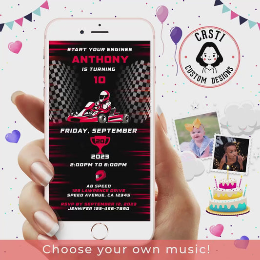 Race to Fun: Go Kart Birthday Digital Video Invite Template!