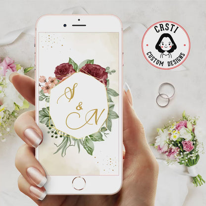 Elegance in Bloom: Rose Green Wedding Digital Video Invitation!