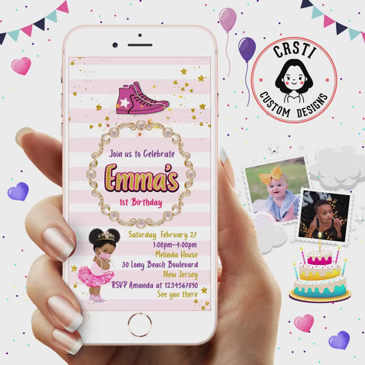 Chucks & Pearls Birthday Digital Video Invitation