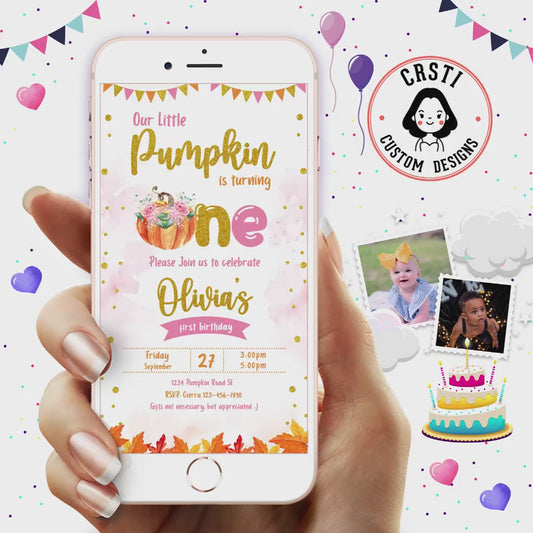 Harvest Celebration: Pumpkin Birthday Digital Video Invitation!
