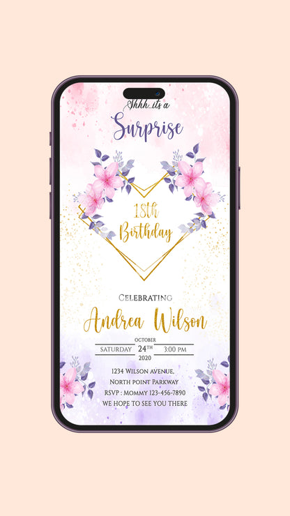 Artistic Surprise: Watercolor Adult Birthday Digital Video Invitation!