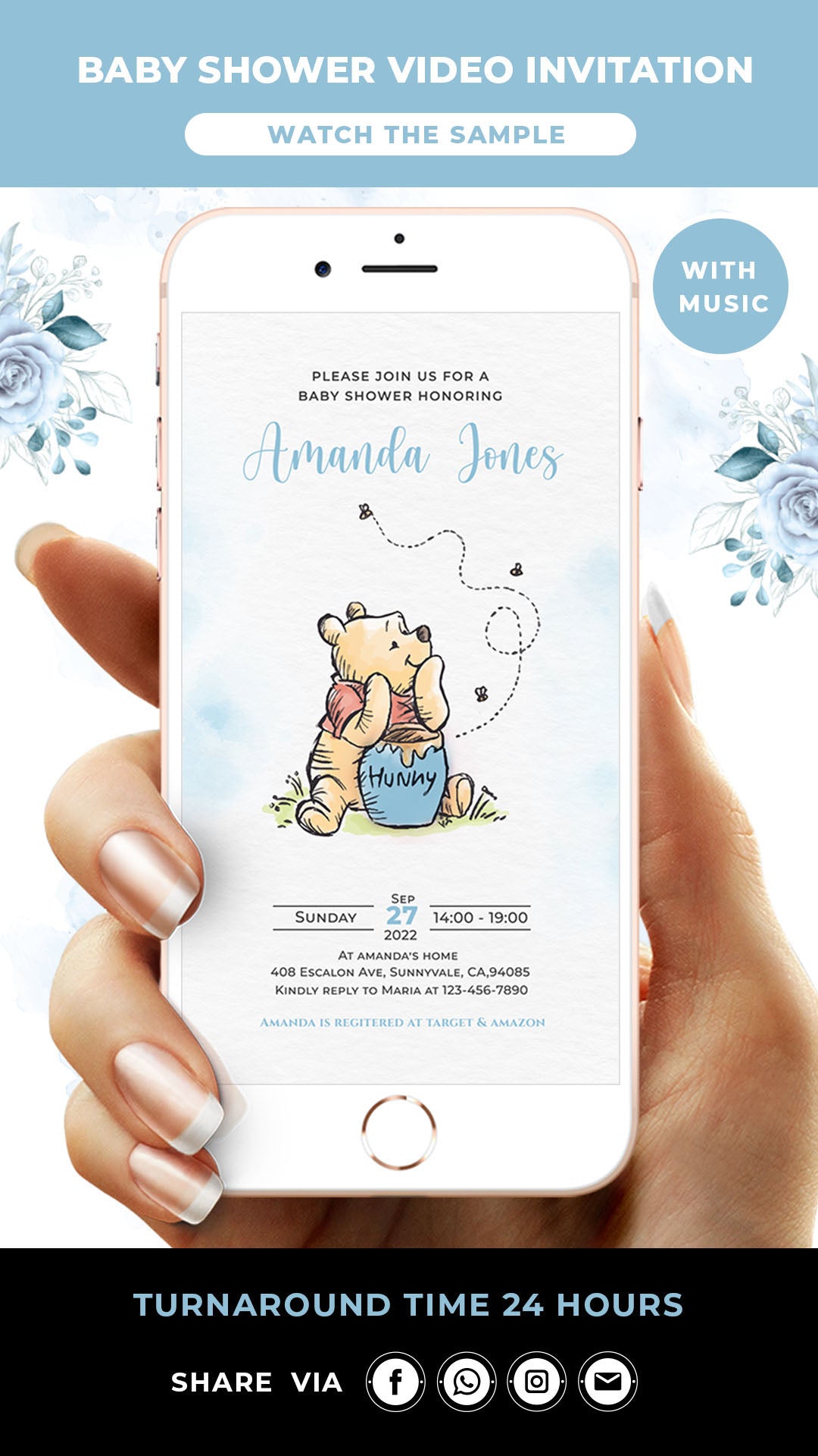 Winnie The Pooh Baby Shower Video Invitation Boy