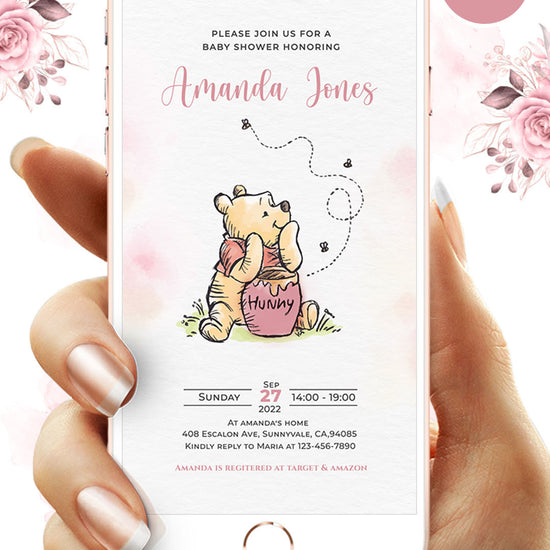 Winnie The Pooh Baby Shower Video Invitation Girl