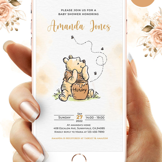Classic Winnie The Pooh Baby Shower Video Invitation