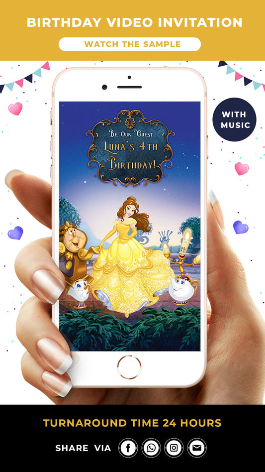 Beauty And The Beast Birthday Video Invitation