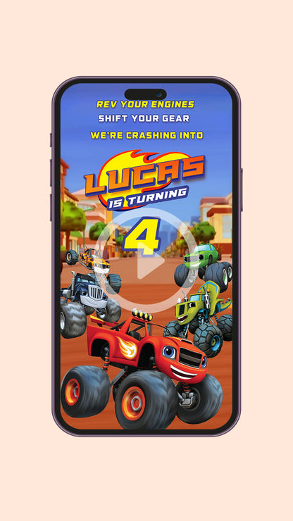 Blaze and the Monster Machines Birthday video Invitation