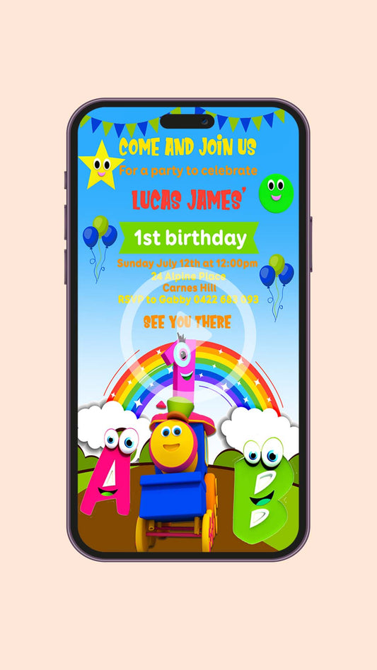 Digital Bob the Train Birthday Video Invitation