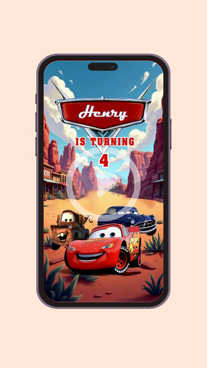 Cars Birthday Editable Canva Template Invitation