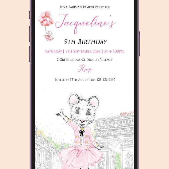 Parisian Pamper Party Birthday video Invitation