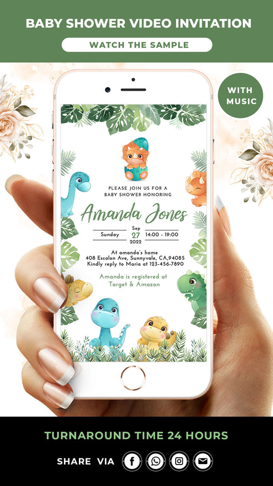 Dinosaur Baby Shower Video Invitation