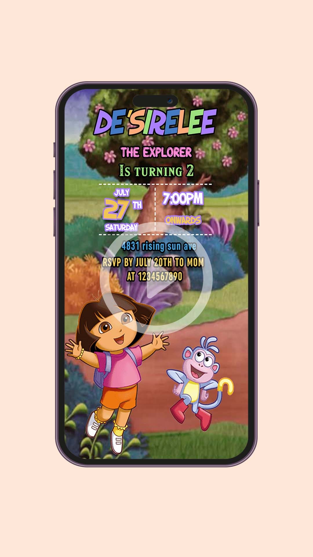Dora the Explorer Birthday video Invitation