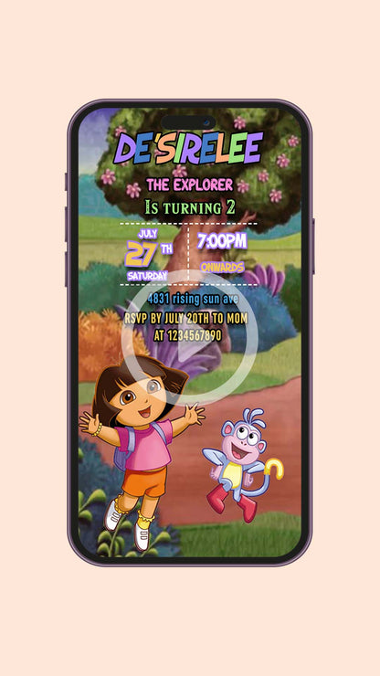 Dora the Explorer Birthday video Invitation