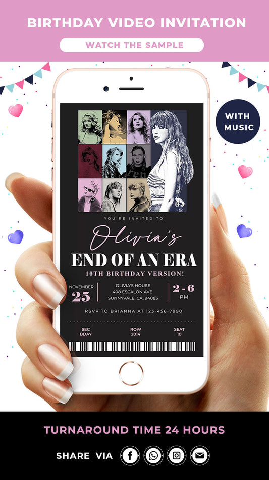 Taylor Swift Eras Birthday Video Invitation