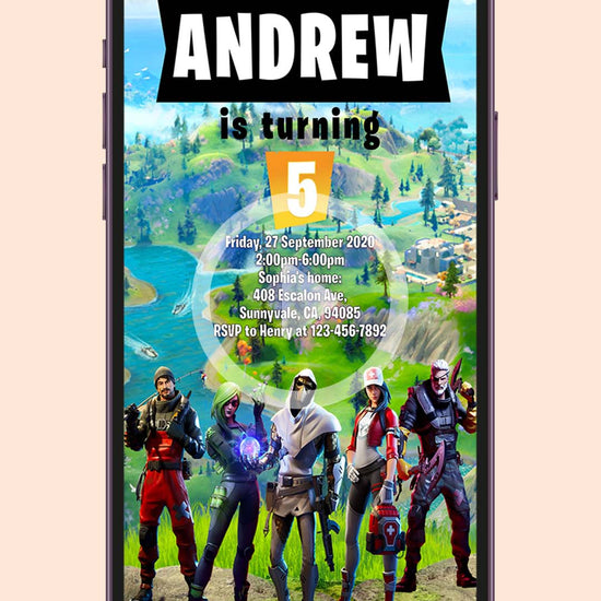 Digital Fortnite Birthday Video Invitation
