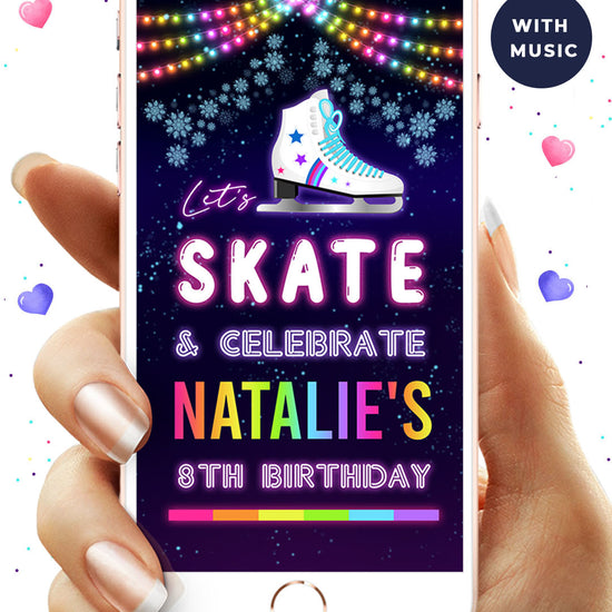 Ice Skating Digital Birthday Video Invitation