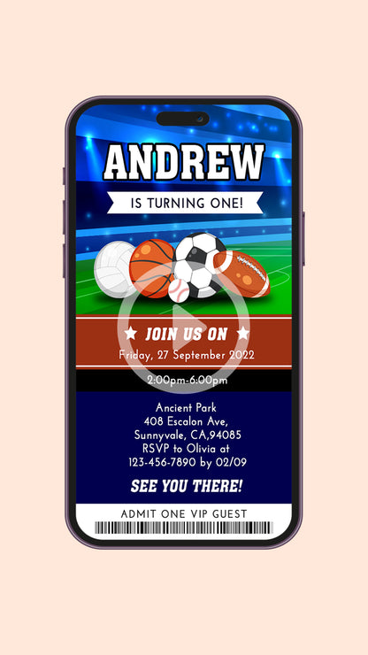 Sports Birthday Video Invitation