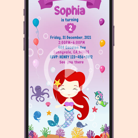 Mermaid Birthday Animated Invitation