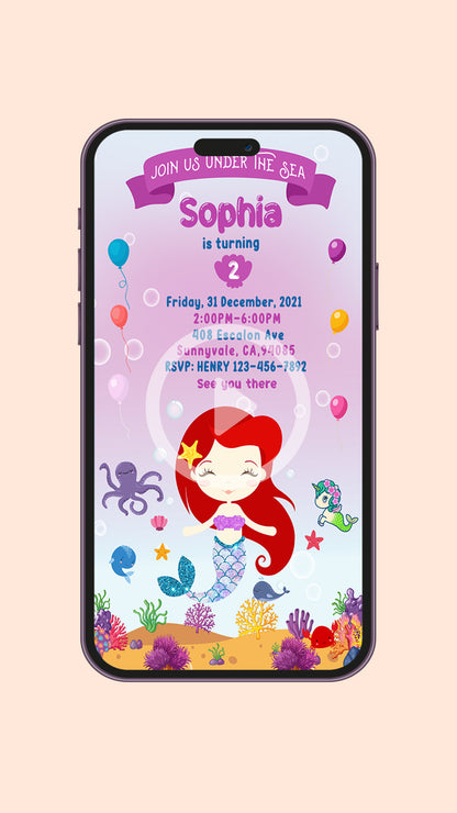 Mermaid Birthday Animated Invitation