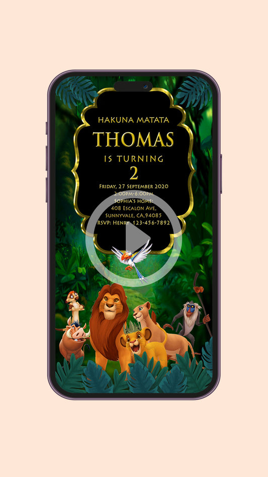 Lion King Birthday Video Invitation