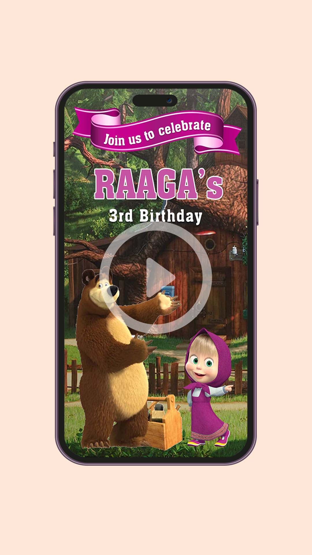 Masha And The Bear Birthday Video Invitation