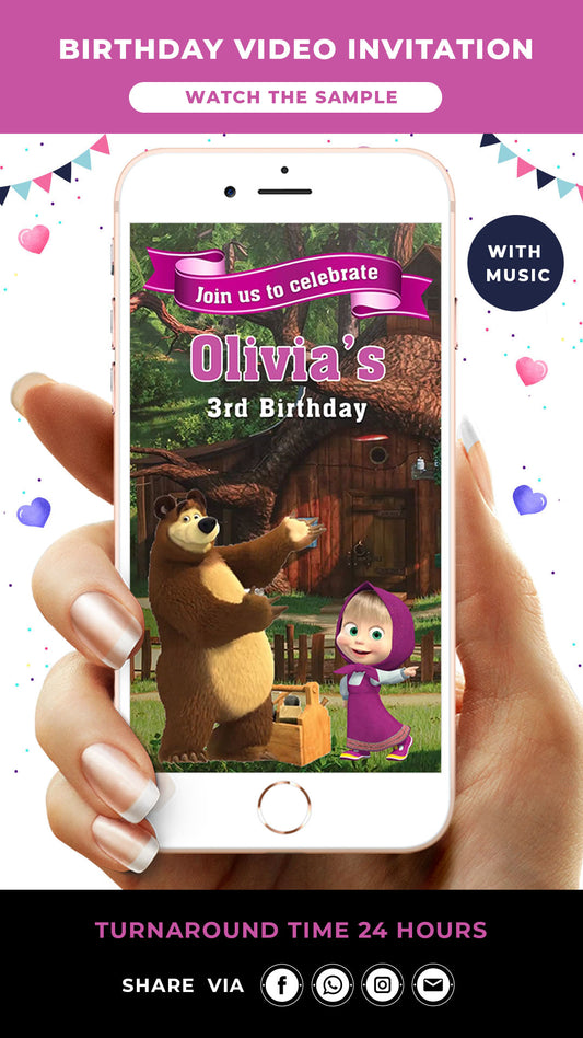 Masha And The Bear Birthday Video Invitation