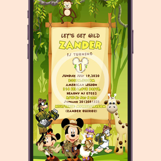 Mickey Safari Birthday Video Invitation