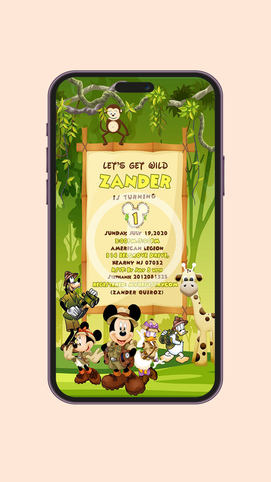 Mickey Safari Birthday Video Invitation