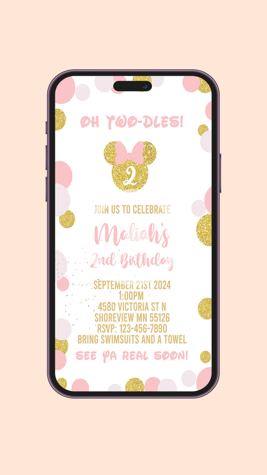 Minnie Mouse Polka Dot Birthday Invitation