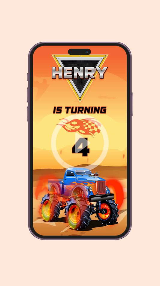 Monster Truck Digital Birthday Video Invitation