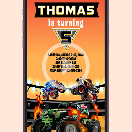 Monster Truck Birthday Video Invitation