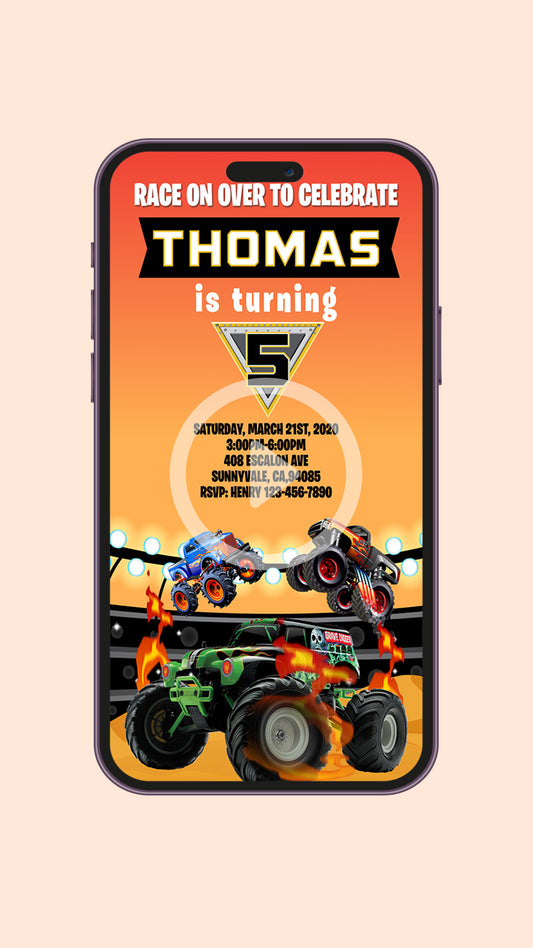 Monster Truck Birthday Video Invitation