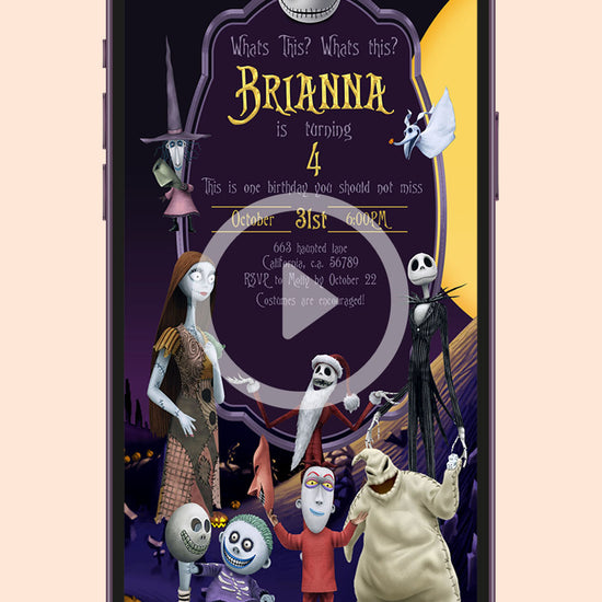 Nightmare Before Christmas Birthday Animated Invitation